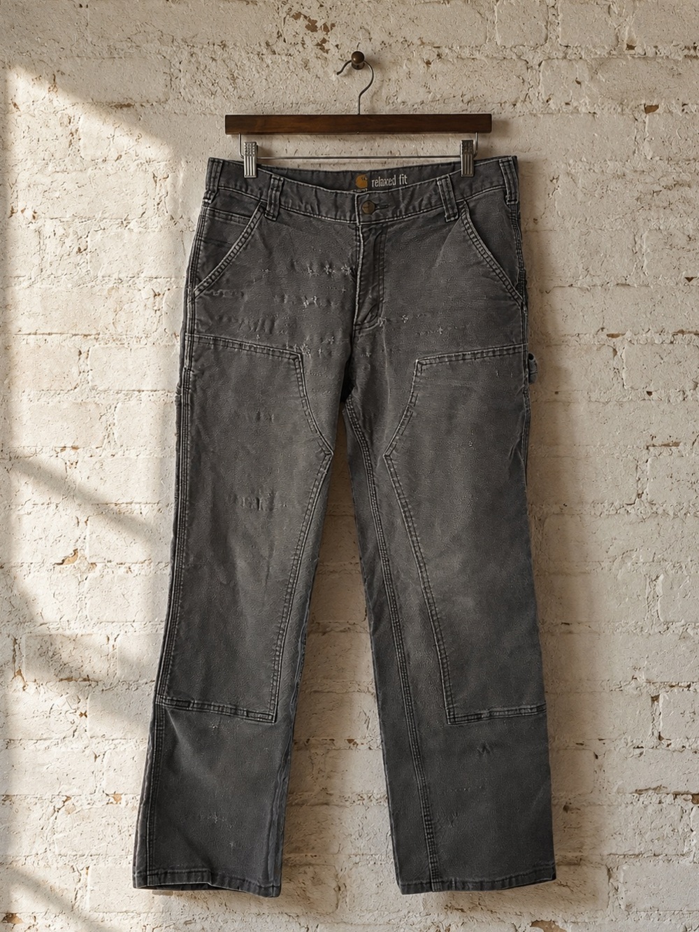 Vintage 90s Gorpcore Double Knee Canvas Carpenter Pants 33x30